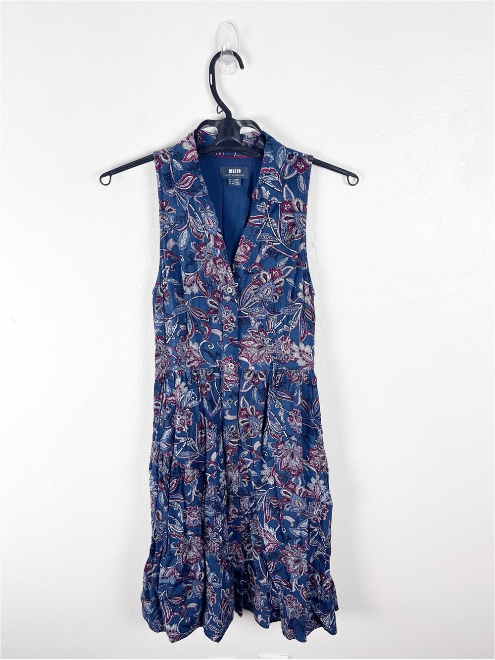 ANTHROPOLOGIE MAEVE Calia Paisley Sleeveless V-Neck Fit And Flare Shirtdress 0